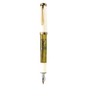 Stilou Souveran M400 F,penita Aur 14k,accesorii Placate Cu Aur,corp Alb-verde Stilou Souveran M400 F,penita Aur 14k,accesorii Placate Cu Aur,corp Alb-verde