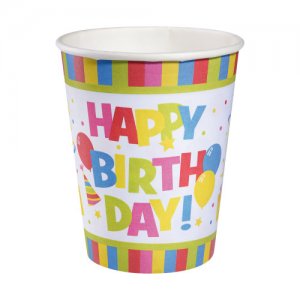 Pahar Carton 0,25 L Set 10 Bucati, Motiv Happy Birthday Rainbow Pahar Carton 0,25 L Set 10 Bucati, Motiv Happy Birthday Rainbow