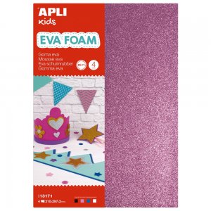 Coli APLI, din spuma EVA cu sclipici, grosime 2 mm, 4 coli/set Coli APLI, din spuma EVA cu sclipici, grosime 2 mm, 4 coli/set