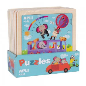 Puzzle Transport, Apli, lemn, 15x15 cm Puzzle Transport, Apli, lemn, 15x15 cm