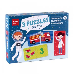 Set 3 mini puzzle Apli, 7x7 cm, 24 piese, profesii Set 3 mini puzzle Apli, 7x7 cm, 24 piese, profesii