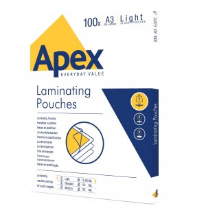Folie pentru laminare Apex, 80 microni, A3, 100 coli/top Folie pentru laminare Apex, 80 microni, A3, 100 coli/top
