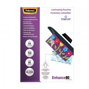 Folie pentru laminare Fellowes, 80 microni, A4, 100 coli/top Folie pentru laminare Fellowes, 80 microni, A4, 100 coli/top