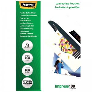 Folie pentru laminare Fellowes, 100 microni, A4, 100 coli/top Folie pentru laminare Fellowes, 100 microni, A4, 100 coli/top