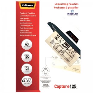 Folie pentru laminare Fellowes, 125 microni, A3, 100 coli/top Folie pentru laminare Fellowes, 125 microni, A3, 100 coli/top