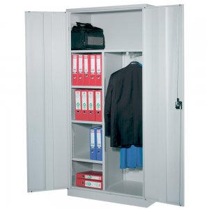 Dulap metalic Ceha, gri, 92x50x195 cm, spatiu pentru haine si 3 polite Dulap metalic Ceha, gri, 92x50x195 cm, spatiu pentru haine si 3 polite