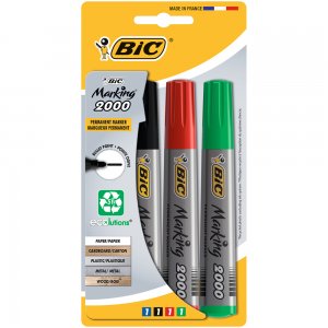 Marker permanent Bic 2000, varf 2-5mm, 4 culori, blister Marker permanent Bic 2000, varf 2-5mm, 4 culori, blister