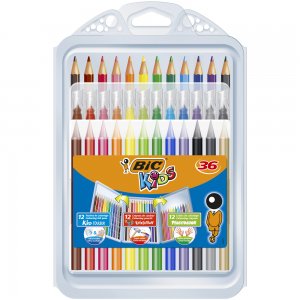 Set creativ coloriaj Bic, creioane colorate, markere, creioane cerate, 12 culori/set