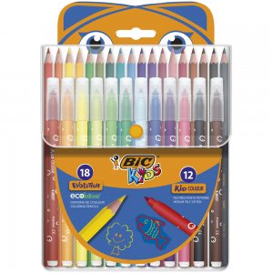 Set creativ coloriaj Bic, 18 creioane colorate, 12 markere