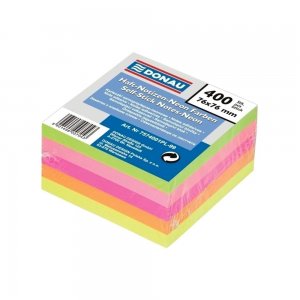 Notite autoadezive, Donau, 76 x 76 mm, neon, 400 file