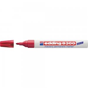 Marker permanent Edding 8300 Industrial, corp metalic, varf rotund, 1.5-3 mm, rosu Marker permanent Edding 8300 Industrial, corp metalic, varf rotund, 1.5-3 mm, rosu