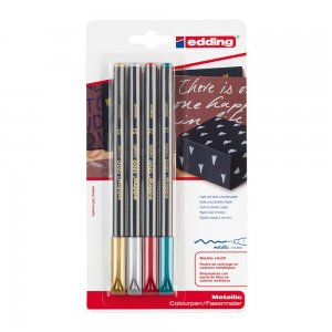 Marker Edding 1200 tip carioca varf 1-3 mm 4 culori metalizate, blister Marker Edding 1200 tip carioca varf 1-3 mm 4 culori metalizate, blister
