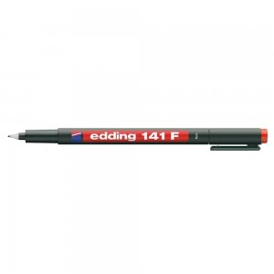 Marker permanent Edding OHP 141F, corp plastic, varf rotund, 0.6 mm, rosu