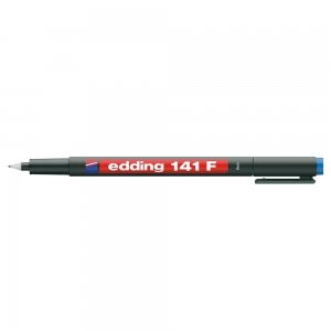 Marker permanent Edding OHP 141F, corp plastic, varf rotund, 0.6 mm, albastru