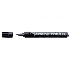 Marker permanent Edding 2000C, corp metalic, varf rotund, 1.5-3 mm, negru Marker permanent Edding 2000C, corp metalic, varf rotund, 1.5-3 mm, negru