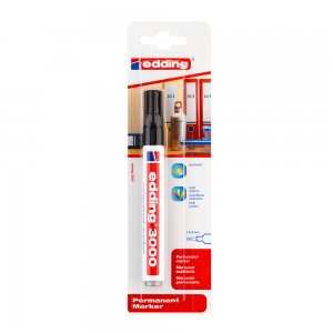 Marker permanent Edding 3000, varf 1.5-3 mm, negru, blister Marker permanent Edding 3000, varf 1.5-3 mm, negru, blister