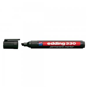 Marker permanent Edding 330, corp plastic, varf retezat, 1-5 mm, negru Marker permanent Edding 330, corp plastic, varf retezat, 1-5 mm, negru