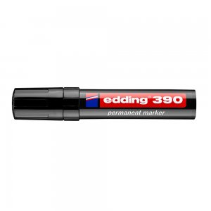 Marker permanent Edding 390, corp plastic, varf retezat 4-12 mm, negru Marker permanent Edding 390, corp plastic, varf retezat 4-12 mm, negru