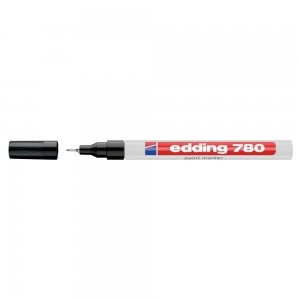 Marker permanent, Edding 780, cu vopsea, corp aluminiu, varf rotund, 0.8 mm, negru