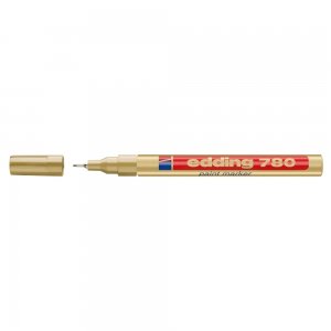Marker permanent, Edding 780, cu vopsea, corp aluminiu, varf rotund, 0.8 mm, auriu