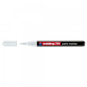 Marker permanent Edding 791, cu vopsea, corp plastic, varf rotund , 1-2 mm, alb