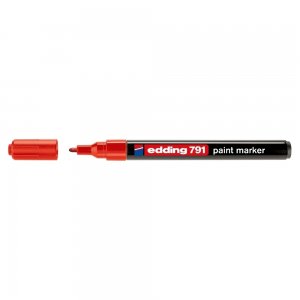 Marker permanent Edding 791, cu vopsea, corp plastic, varf rotund , 1-2 mm, rosu