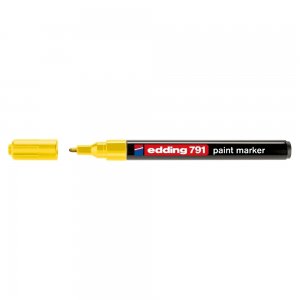 Marker permanent Edding 791, cu vopsea, corp plastic, varf rotund , 1-2 mm, galben