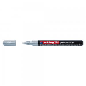 Marker permanent Edding 791, cu vopsea, corp plastic, varf rotund , 1-2 mm, argintiu
