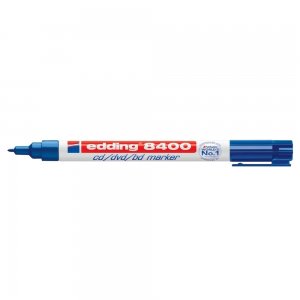 Marker permanent Edding 8400, pentru CD/DVD/BD, corp plastic, varf rotund, 0.75 mm, albastru Marker permanent Edding 8400, pentru CD/DVD/BD, corp plastic, varf rotund, 0.75 mm, albastru