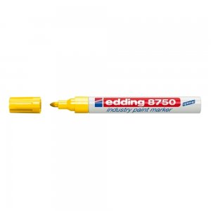 Marker permanent Edding 8750, cu vopsea, corp aluminiu, varf rotund, 2-4 mm, galben