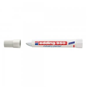 Marker permanent Edding 950 Industrial, corp plastic, varf rotund, 10mm, alb