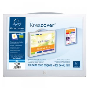 Mapa PP Exacompta Kreacover, A4, maner inchidere cu buton, alb Mapa PP Exacompta Kreacover, A4, maner inchidere cu buton, alb