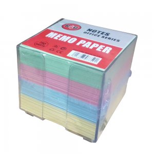 Suport plastic pentru cub hartie, transparent, 800 file color, 90 x 90 mm