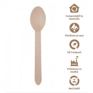 Linguri din lemn, biodegradabile, 16 cm, 100 bucati/set Linguri din lemn, biodegradabile, 16 cm, 100 bucati/set
