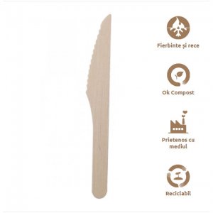 Cutite din lemn, biodegradabile, 16 cm, 100 bucati/set Cutite din lemn, biodegradabile, 16 cm, 100 bucati/set