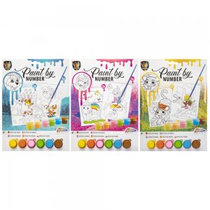 Set pictura pe numere Creative Craft, A4, 6 culori, 2 planse, 1 pensula