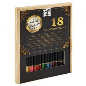 Set 18 creioane colorate Creative Craft, in cutie de lemn Set 18 creioane colorate Creative Craft, in cutie de lemn