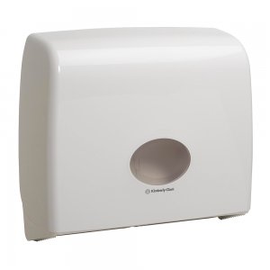Dispenser Kimberly Clark Aquarius alb pentru hartie igienica, midi, jumbo, design elegant, margini rotunjite Dispenser Kimberly Clark Aquarius alb pentru hartie igienica, midi, jumbo, design elegant, margini rotunjite