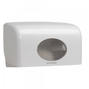 Dispenser Kimberly-Clark Aquarius Twin, pentru hartie igienica small jumbo, culoare alba Dispenser Kimberly-Clark Aquarius Twin, pentru hartie igienica small jumbo, culoare alba
