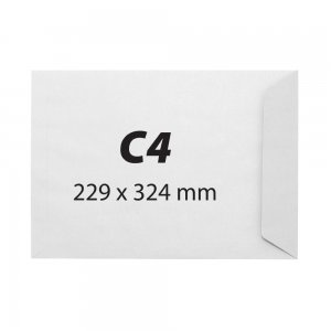 Plic C4, 229 x 324 mm, alb, gumat, 80 g/mp, 25 bucati/set