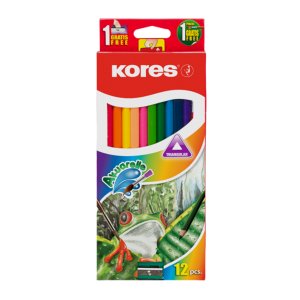 Creioane pe baza de apa Kores, cu pensula, 12 bucati/set
