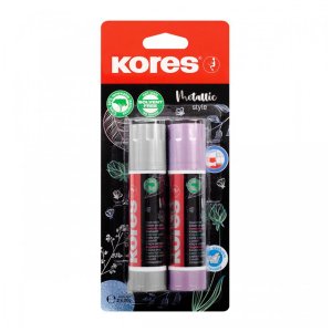 Lipici solid Kores, metalizat, 20 g, 2 bucati/blister