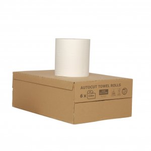 Rola prosop autocut, 20.3 cm x 220 m, 1 strat, alba, 6 role/bax Rola prosop autocut, 20.3 cm x 220 m, 1 strat, alba, 6 role/bax