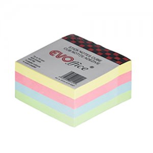 Cub notite adezive EVOffice, 75 x 75 mm, 400 file, 4 culori