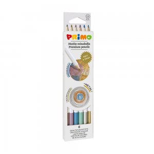 Creioane colorate Morocolor Primo Minabella, culori metalizate, 6 bucati/set