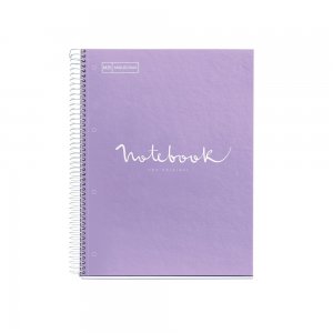 Caiet cu spira Miquelrius Emotions, A4, liniatura punctata, 80 file, coperta carton dur plastifiat, lavanda Caiet cu spira Miquelrius Emotions, A4, liniatura punctata, 80 file, coperta carton dur plastifiat, lavanda