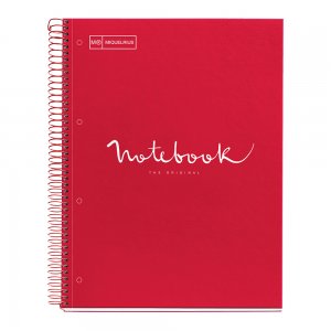 Caiet cu spira, Miquelrius, Emotion, A4, dictando, 80 file, coperta carton dur, rosu