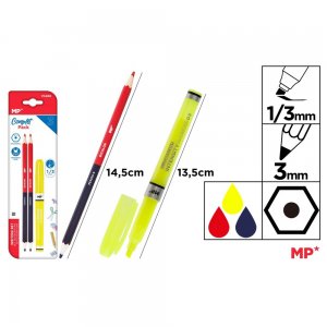 Set 2 creioane Main Paper, 2 capete rosu/albastru, textmarker varf tesit 1-3 mm, blister Set 2 creioane Main Paper, 2 capete rosu/albastru, textmarker varf tesit 1-3 mm, blister