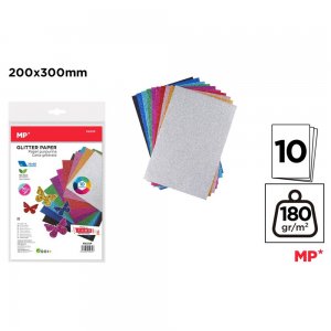 Hartie cu sclipici Main Paper, 200x300 mm, 10 file, diverse culori Hartie cu sclipici Main Paper, 200x300 mm, 10 file, diverse culori