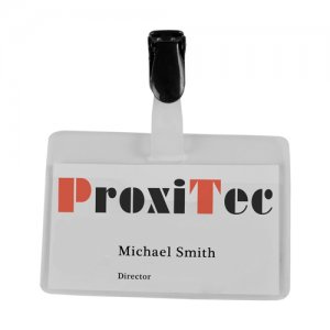 Ecuson transparent cu clip, 60 x 90 mm, 25 bucati/cutie Ecuson transparent cu clip, 60 x 90 mm, 25 bucati/cutie